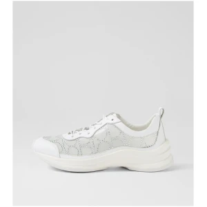 Django & Juliette Kliver Dj White Silver Jewels Leather Mesh White Silver Jewels Sneakers Womens Shoes Casual Casual Sneakers