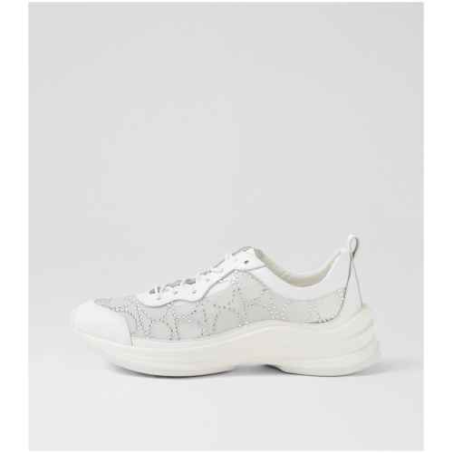 Django & Juliette Kliver Dj White Silver Jewels Leather Mesh White Silver Jewels Sneakers Womens Shoes Casual Casual Sneakers