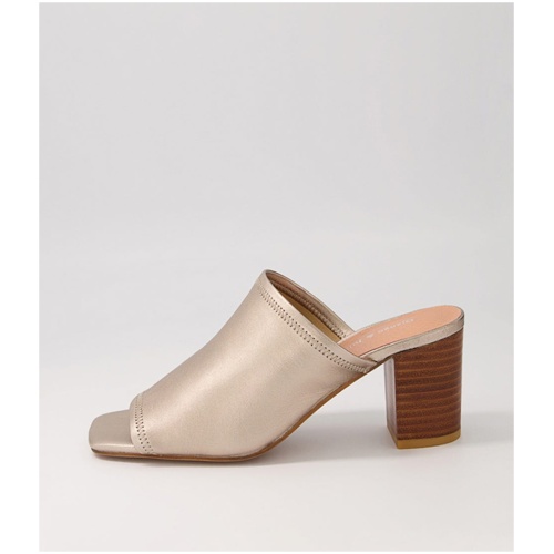 Django & Juliette Pantry Dj Champagne Leather Champagne Sandals Womens Shoes Casual Heeled Sandals