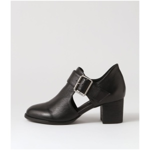 Django & Juliette Sanfort Dj Black Black Heel Leather Black Black Heel Shoes Womens Shoes Casual Heeled Shoes