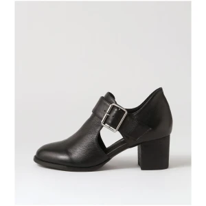 Django & Juliette Sanfort Dj Black Black Heel Leather Black Black Heel Shoes Womens Shoes Casual Heeled Shoes