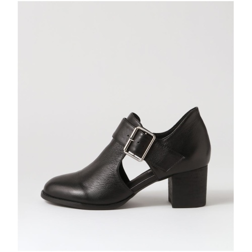 Django & Juliette Sanfort Dj Black Black Heel Leather Black Black Heel Shoes Womens Shoes Casual Heeled Shoes