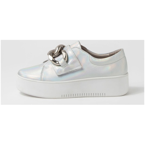 Django & Juliette Wabble Dj Silver Rainbow White Sole Leather Silver Rainbow White Sole Sneakers Womens Shoes Casual Casual Sneakers