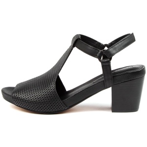 Django & Juliette Zettie Dj Black Black Heel Leather Black Black Heel Sandals Womens Shoes Casual Heeled Sandals