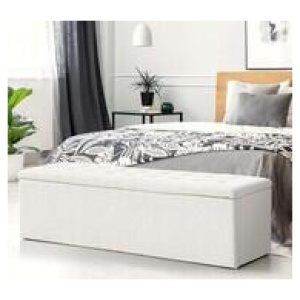 Edie Sherpa Storage Ottoman White