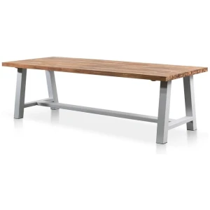 Ex Display - Ellis 2.5m Outdoor Dining Table - Natural Top and White Base by Interior Secrets - AfterPay Available