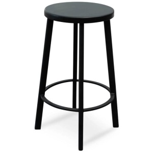 Ex Display - James 65cm Timber Seat Bar Stool - Black by Interior Secrets - AfterPay Available