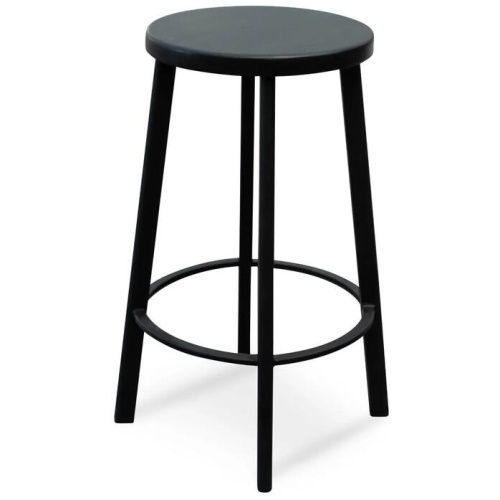 Ex Display - James 65cm Timber Seat Bar Stool - Black by Interior Secrets - AfterPay Available