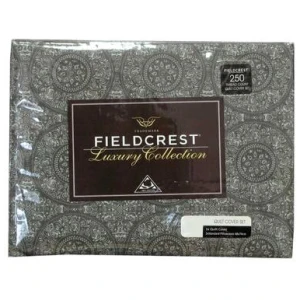 Fieldcrest Cotton Reversible Mandala Charcoal Quilt Cover Set Queen