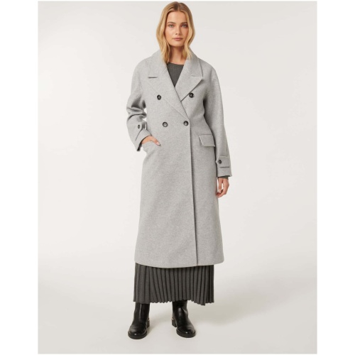 Forever New Women's Belinda Soft Shoulder Coat in Light Grey Marle
