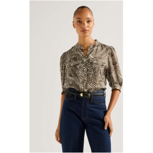Forever New Women's Lorna Utility Blouse in Dark Sloane Abstract