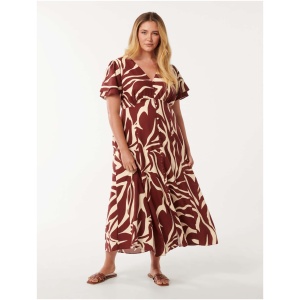 Forever New Women's Sarah Curve Plus Size Midi Dress in Dark Drew Abstract