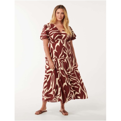 Forever New Women's Sarah Curve Plus Size Midi Dress in Dark Drew Abstract