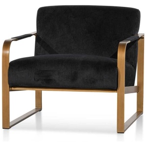Hadiya Black Velvet Armchair - Antique Golden Frame by Interior Secrets - AfterPay Available
