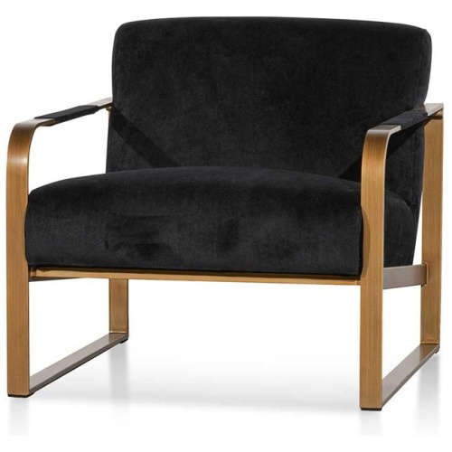 Hadiya Black Velvet Armchair - Antique Golden Frame by Interior Secrets - AfterPay Available