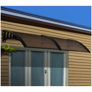 Instahut Window Door Awning 1mx2.4m Brown Hollow Sheet Plastic Frame