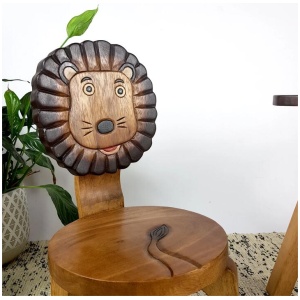 Kids Wooden Chair Lion