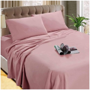 Kingtex Micro Flannelette Sheet Set 40 cm Wall Cameo Rose Single