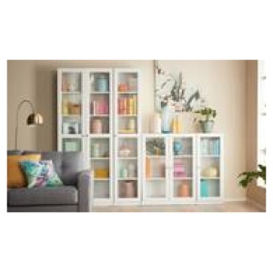 Kobi Large Wide Bookcase With Glass Doors White