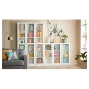 Kobi Small Wide Bookcase With Glass Doors White