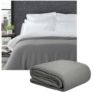 Living @ Home 350gsm 100% Cotton Breathable Waffle Blanket Queen 240 x 255 cm Charcoal