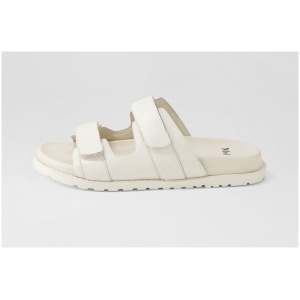 Mollini Beyloria Mo Cream Leather Cream Sandals Womens Shoes Casual Sandals Flat Sandals