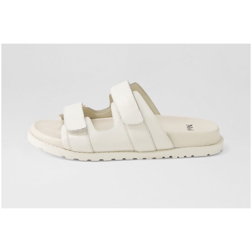 Mollini Beyloria Mo Cream Leather Cream Sandals Womens Shoes Casual Sandals Flat Sandals