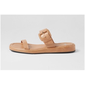 Mollini Rower Mo Tan Leather Tan Sandals Womens Shoes Casual Sandals Flat Sandals