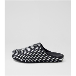 Mollini Venela Mo Black Jewel Mesh Leather Black Jewel Shoes Womens Shoes Casual Flat Shoes
