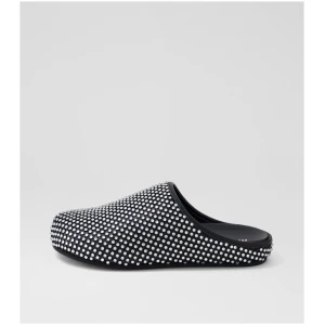 Mollini Venela Mo Black Jewel Mesh Leather Black Jewel Shoes Womens Shoes Casual Flat Shoes