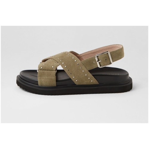 Nude Loddie Nu Moss Silver Suede Moss Silver Sandals Womens Shoes Casual Sandals Flat Sandals