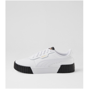Puma Carina 3.0 W Pm White Gold Black Leather White Gold Black Sneakers Womens Shoes Casual Casual Sneakers