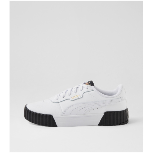 Puma Carina 3.0 W Pm White Gold Black Leather White Gold Black Sneakers Womens Shoes Casual Casual Sneakers