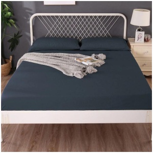 Ramesses 1000TC Linen Bamboo Fitted Sheet Combo Set Charcoal King