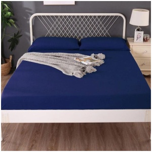 Ramesses 1000TC Linen Bamboo Fitted Sheet Combo Set Deep Blue Single