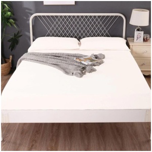 Ramesses 1000TC Linen Bamboo Fitted Sheet Combo Set White Single