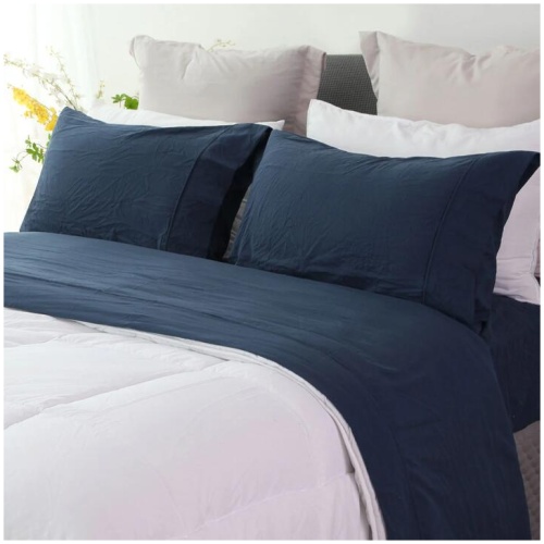 Ramesses Jeans Pebble Wash Linen Look Alternative Sheet Set Single