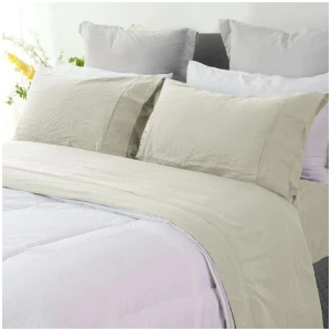 Ramesses Oatmeal Pebble Wash Linen Look Alternative Sheet Set King