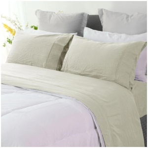 Ramesses Oatmeal Pebble Wash Linen Look Alternative Sheet Set King Single