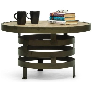 Retro Style Spiral Round Coffee Table with Wood Top