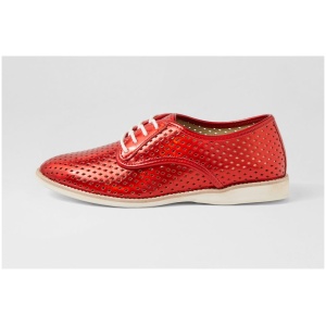 Rollie Derby Punch Red Foil Leather Red Foil Shoes Womens Shoes Casual Flat Shoes