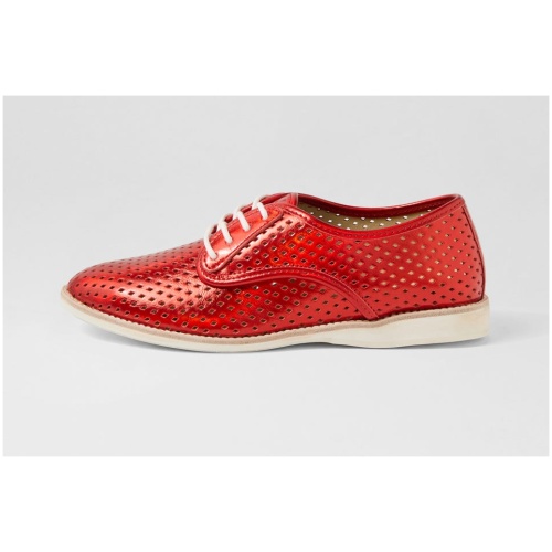 Rollie Derby Punch Red Foil Leather Red Foil Shoes Womens Shoes Casual Flat Shoes