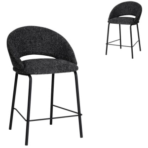 Set of 2 - Harrington Black Bar Stool - Field Charcoal by Interior Secrets - AfterPay Available