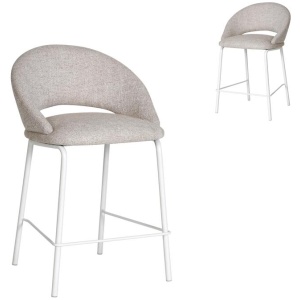 Set of 2 - Harrington White Bar Stool - Pale Beige by Interior Secrets - AfterPay Available