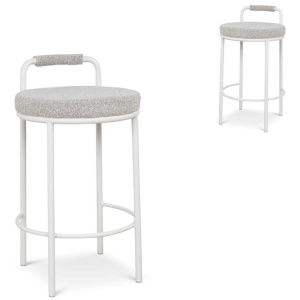 Set of 2 - Karimi 65cm White Bar Stool - Clay Grey by Interior Secrets - AfterPay Available