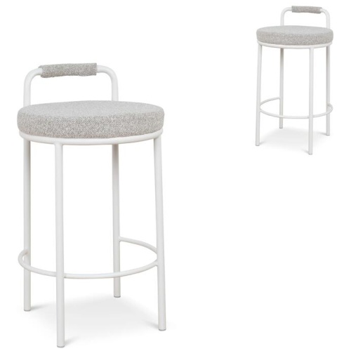 Set of 2 - Karimi 65cm White Bar Stool - Clay Grey by Interior Secrets - AfterPay Available
