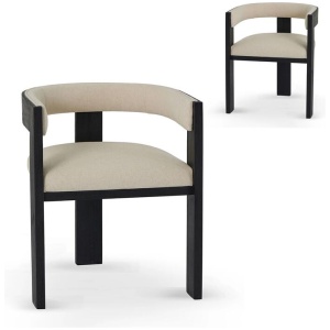 Set of 2 - Miles Black ELM Dining Chair - Dawn Beige by Interior Secrets - AfterPay Available