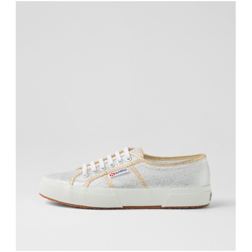 Superga 2750 Lamew S9 Grey Silver Gold Canvas Grey Silver Gold Sneakers Womens Shoes Casual Casual Sneakers