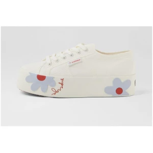 Superga 2790 Rubber Daisy S9 White Azure Red Daisies Canvas White Azure Red Daisies Shoes Womens Shoes Casual Flat Shoes