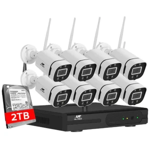 UL-tech Wireless CCTV Security System 8CH NVR 3MP 8 Square Cameras 2TB